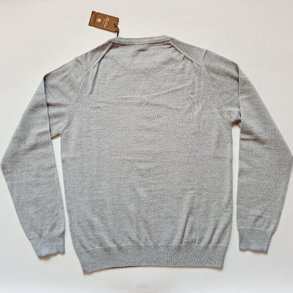 NEW Stenstroms Grey 100% Merino Wool College Crew Sweater Size S - Picture 13 of 16